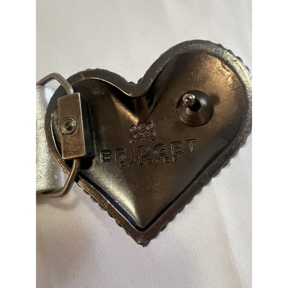 VTG Bridget Shuster Leather Belt 34 Studded Rhinestone Heart Western Y2K Glam ✨✨ main image 8
